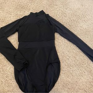 Black long sleeve mesh leotard adult small